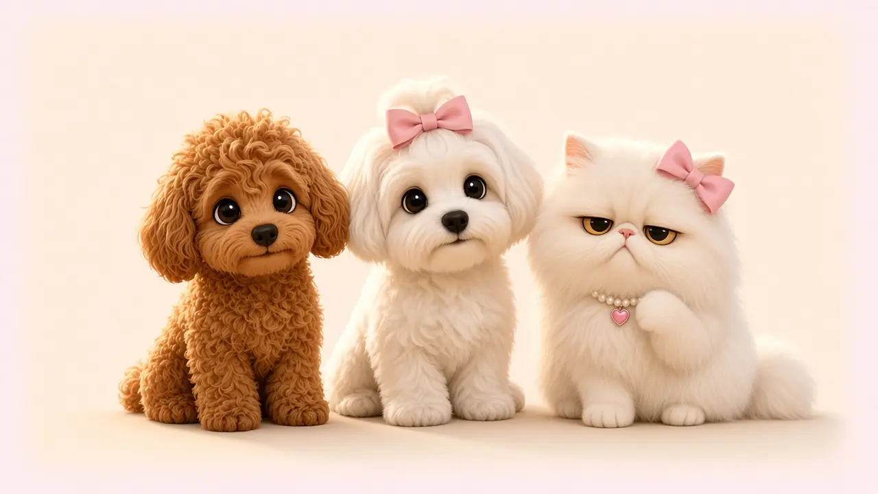 Joey, Zoey and Chloe, the Pawberry dogs and cat